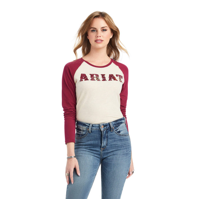 Blusas Ariat Real Baseball Creme/Rojas Mujer - Chile 534-OEMPBG